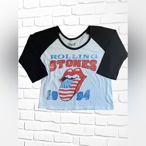 Rolling Stones Womens Medium 1994 Voodoo Lounge Tour Baseball-Style Tee • Raglan